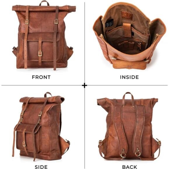 Vintage Genuine Leather Backpack Leeds, Travel Backpack, Laptop Backpack - Picture 6 of 7